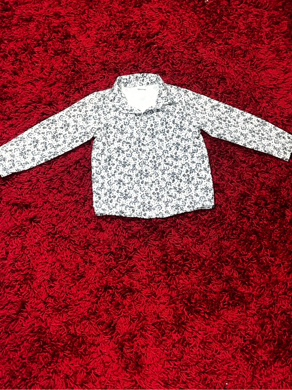 Brand new boys White Floral Long-Sleeve Button-Up Shirt 5-6